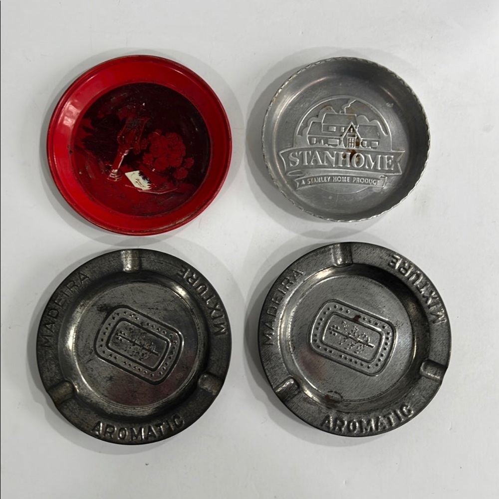 Vintage tin Ashtray lot of 4 barware advertising smoking small